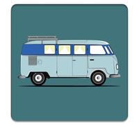 Camper Van Drinks Coaster (One), For Camper Enthusiasts, for Birthdays, Christmas, Father's Day and Any Occasion, Blue, 10 x 10 cms