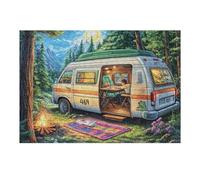 Camper Van Forest Camping 300 Piece Jigsaw Puzzle for Adults Jigsaw After School Activity for Teens Stress Buster Whimsical Gift Idea Stylish Home Decor 300 PCS