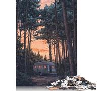 Camper Van Forest Jigsaw Puzzles Puzzles for Adults Kids. 1000 Pieces Great Gifts Challenge Toy Educational Games Home Decoration for Educational Games Gifts 1000pcs (75x50cm)