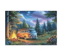 Camper Van Forest Night Camping 1000 Piece Jigsaw Puzzle for All Ages Jigsaw Thoughtful Family Activity Colourful Design Stylish Home Decor 1000 PCS