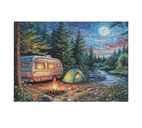 Camper Van Forest Night Camping 300 Piece Jigsaw Puzzle for Adults Home Office Wall Art Productivity Boost Precision Cut for Remote Workers 300 PCS