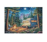Camper Van Forest Night Camping 300 Piece Jigsaw Puzzle for Adults Jigsaw After School Activity for Teens Stress Buster Whimsical Gift Idea Stylish Home Decor 300 PCS