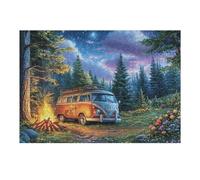 Camper Van Forest Night Camping 300 Piece Jigsaw Puzzle for Adults Nursery Wall Art Calming Decor Precision Cut for New Parents 300 PCS