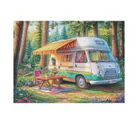 Camper Van Forest Picnic Camping Leisure Life Rural Wild 500 Piece Jigsaw Puzzle for Adults Stimulating Fun Creative Perfect Hobby for Adults And Friends 500 PCS（52×38cm）