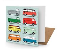 Camper Van Greetings Card Suitable for Birthdays, Thank You, Any Occasion, 15 x 15 cms, Multi-Coloured