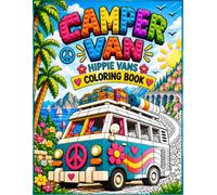 Camper Van: Hippie Vans Coloring Book: 30 ilustraciones bold & cozy de campers hippies construidas con bloques para colorear y relajarte