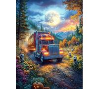 Camper Van in Night 500 Piece Complete Jigsaw Puzzle Set Wild Animals Fantasy Fairy Tale Teens Beginners Educational Challenge Puzzle Fans Group Play Anniversary Quality Material 500 PCS