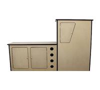 Camper Van Kitchen Furniture Motorhome Kitchen Unit for VW T4 Transporter Built in Campervan Cupboards MDF Pod with Wine Rack