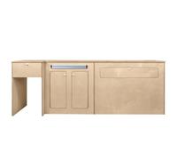Camper Van Kitchen Pod RHD Conversion Unit Flat Pack Motorhome Campervan Furniture Foldaway Table Built In Storage Cupboards Fridge Space Towel Holder 15mm Birch Plywood SWB T5 & T6 Transporters