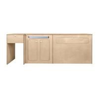 Camper Van Kitchen Pod RHD Conversion Unit Flat Pack Motorhome Campervan Furniture Foldaway Table Built In Storage Cupboards Fridge Space Towel Holder 15mm Birch Plywood SWB T5 & T6 Transporters