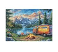 Camper Van Lake Camping 300 Piece Jigsaw Puzzle for Adults Date Night Activity Couple Bonding Beautiful Design Ideal Anniversary Present 300 PCS
