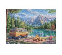 Camper Van Lakeside Sunset Camping Leisure Life Rural 300 Piece Jigsaw Puzzle for Adults Jigsaw Post Work Relaxation Tool Challenging Fun for Friends Family Home Decor 300 PCS