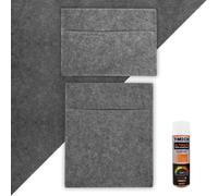 Camper Van Lining 2 x Storage Pouches & 5 x Cans Adhesive Glue Smoke Grey Carpet 4 Way Stretch 2m Wide 11m2 Coverage Car Motorhome Vehicle Campervan Conversion 2 Size Tool Document Pocket Organiser Gr