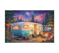 Camper Van Night Forest 1000 Piece Jigsaw Puzzle for All Ages Happy Time Idea Quality Time Cardboard Home Decor Accent 1000 PCS