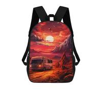 Camper Van Sunset Journey School Backpack Large School Backpack for Boys for Campus Outdoor Travel Sports 17inch