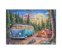 Camper Van Tent Autumn Forest Camping Leisure Life 300 Piece Adult Jigsaw Puzzle Fun Creative Engaging Perfect Pastime for Adults And Families 300 PCS（40x28cm）