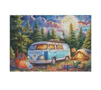 Camper Van Tent Autumn Forest Camping Leisure Life 300 Piece Jigsaw Puzzle for Adults Fun Challenging And Relaxing for Friends Or Family 300 PCS（40x28cm）
