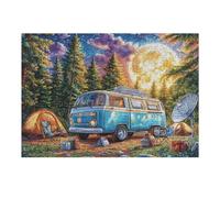 Camper Van Tent Pine Forest Camping Leisure Life 300 Piece Jigsaw Puzzle for Adults Teens Happy Time Jigsaw Office Stress Buster Whimsical Design Thoughtful Birthday Present Creative Home 300 PCS