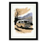 Camper Van Vintage Framed Wall Art Print A3 (42×29.7cm) Black, Wall Decor for Living Room, Bedroom, Office & Home, Ready to Hang, Art Gift