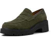 Milah Leather Heeled Loafers Khaki