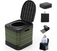 CAMPERFECT XXL Portable Toilet for Adults, Upgraded Camping Toilets Collapsible Toilet Extra Large 16.7-inch High Porta Potty for Camping Outdoor Activities and Travel, 18.1‘’*16.7''*16.7'' Green