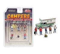 Campers 6 Piece Diecast Set (5 Figurines and 1 Accessory) for 1/64 Scale Models by American Diorama 76489, AD76489