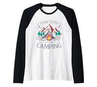 Campers Campfire I'm Done Teaching Let's Go Camping Teachers Raglan Baseball Tee