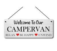 Campervan Hanging Sign - Aluminium 20 x 7.5 cm - Durable Metal Plaque with Waxed Cotton Hanging String - Outdoor & Indoor Camper Van Accessory