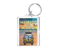Campervan Lover Fun Gift - Happiness Is A Journey Not A Destination - Novelty Keyring - Fun Campervan Present