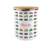 Campervan Print Biscuits Storage Canister - 2.7L Extra-Large Enamel Home & Kitchen Organisation Container