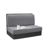 Campervan Seat CoverSoft Microfiber Fabric Stretch Sofa Cover-Campervan Dining Table and Chair Cushion Covers Washable and Easy to Install(Multi-Color) 2 Bench Cover & 2 Backrest Cover light gray