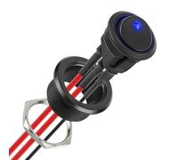 CamperXlite 20A Aluminium SPST On/Off Rocker Switch & Round Toggle Switch 12-24V RV with Blue LED, 3 Pin 14AWG Pre-wired Leads for Camper Car Truck Van Boat Motorhome Caravan (Black)