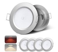 camperxlite 4 PCS 12V 76mm Bi-Color LED Spot Lights with Red Light, CRI 93 Ultra-Slim Recessed LED DownLights, 24V Ceiling Lights with Integral Dimmable Switch for Campervan Boat Caravan 3000K