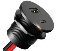CamperXlite USB C Outlet 12V Campervan, Aluminum 18W USB-A & 30W USB-C RV USB Socket, Dual USB Flush Mount Perfect for Motorhome Caravan Trailer Van Bus Boat (1PCS)