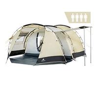 CampFeuer tunnel tent for 4 persons "Super+" | sand, black | Tunnel tents with awning | Windproof, Waterproof, Ultralight | Camping tent with mosquito net, Tents for camping, outdoor, beach and hiking