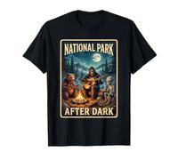 Campfire Bigfoot Alien Bear Camping National Park After Dark T-Shirt