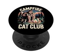 Campfire Cat Club Funny Bigfoot Cat Lover Humor PopSockets Adhesive PopGrip