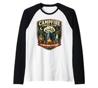 Campfire Coffee Club Brewed Under Open Skies Distressed Art Raglan Baseball Tee