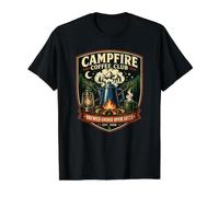 Campfire Coffee Club Brewed Under Open Skies Distressed Art Value Graphic T-Shirt, Men, Black, L