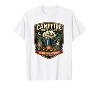 Campfire Coffee Club Brewed Under Open Skies Distressed Art Value Graphic T-Shirt, Men, White, L