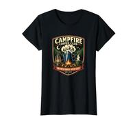 Campfire Coffee Club Brewed Under Open Skies Est 1956 Value Graphic T-Shirt, Women, Black, XS