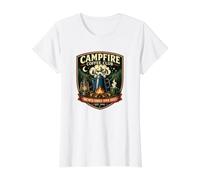 Campfire Coffee Club Brewed Under Open Skies Est 1956 Value Graphic T-Shirt, Women, White, S