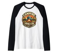 Campfire Coffee Club Outdoor Camping Adventure Design Raglan Baseball Tee