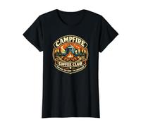 Campfire Coffee Club Outdoor Camping Adventure Value Graphic T-Shirt, Women, Black, S