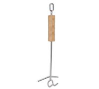 Campfire Cooking Dutch Oven Lid Lifter, Stainless Steel Double Hook Driver Tool for Cast Iron Pot with Beech Handle for Outdoor Camping