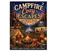 Campfire Cozy Escapes Coloring Book: 80 Relaxing Coloring Pages Featuring