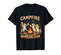 Campfire Drinking Team Unicorns Beer Vintage Camping Trip T-Shirt