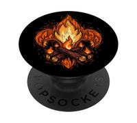 Campfire Fleur-De-Lis Abstract Scouting Logo Art PopSockets Adhesive PopGrip