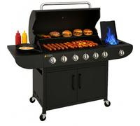 Campfire Original 7 Gas Burner 6+1 Garden Grill, Steel Warming Rack, Side-Burner, Storage & Built-in Temperature Gauge for Home Garden Party Outdoor Cooking