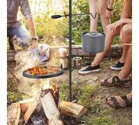 Campfire Grill Grate 13.4x13.4 Inch, Heavy Duty Steel Grate with Bakelite Handle & Hanger Rod, Portable Over Fire Camp Grill with Carry Bag, Campfire Cooking Equipment for Outdoor Open Flame Cooking